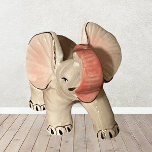 Vintage Hand Painted Elephant Figurine Porcelain Home Collectible Ornament Piece